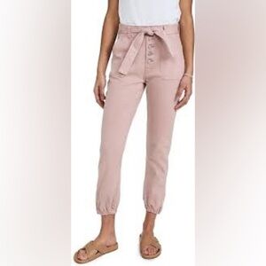 PAIGE Mayslie Dusty Rose Belted Jogger Buttonfly Denim Sz 25
